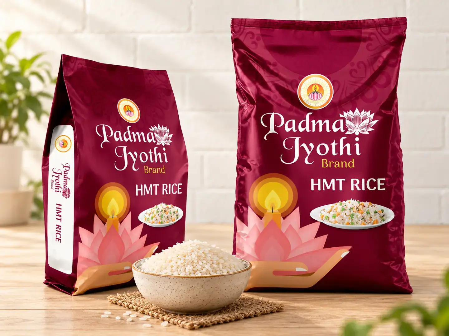 Padma Jyothi HMT rice branded bags and uncooked rice
