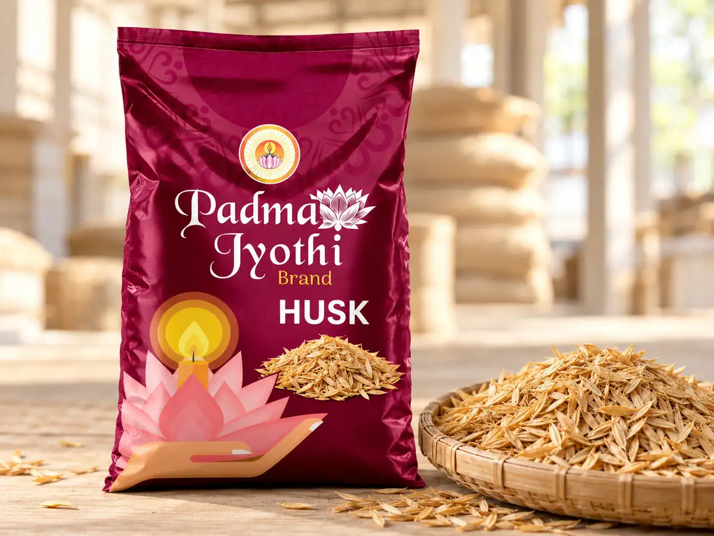 Padma Jyothi Husk branded bag with natural husks