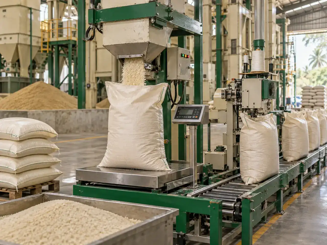 Rice packing line inside the mill